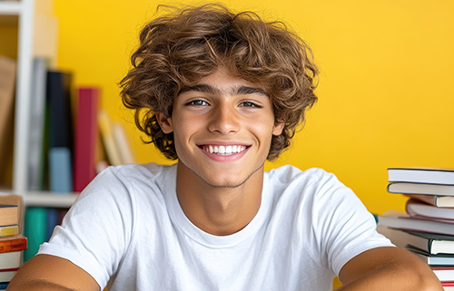 Teen Boy Smiling after completing Braces treatment